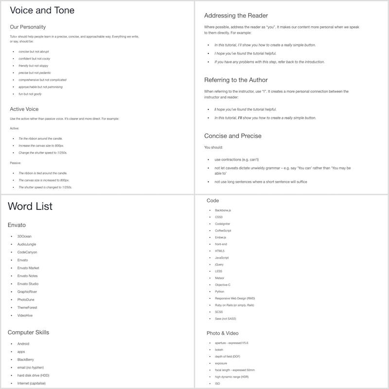 Envato Brand Tone Guide Example