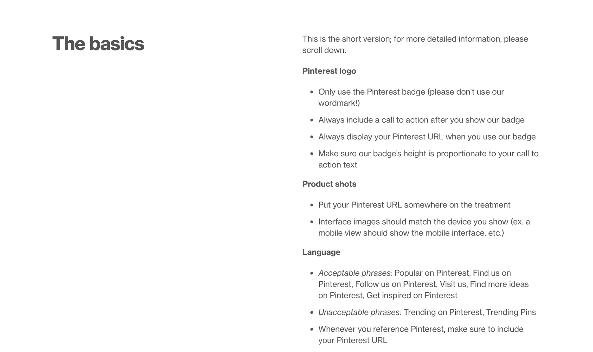 Pinterest Brand Guidelines Example