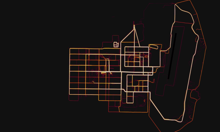 A fitness map tracking running routes outlines a secret u.s. army base.