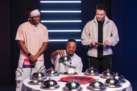 Three men around a table